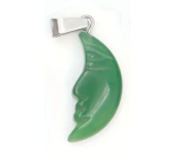 Chalcedon Mond Anhänger Naturstein, handgeschliffene Figur 2,2 x 10 mm, Stein der Liebe und Freude