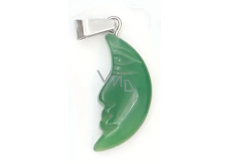 Chalcedon Mond Anhänger Naturstein, handgeschliffene Figur 2,2 x 10 mm, Stein der Liebe und Freude