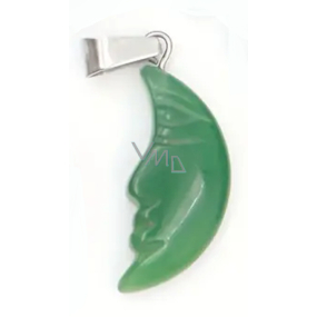 Chalcedon Mond Anhänger Naturstein, handgeschliffene Figur 2,2 x 10 mm, Stein der Liebe und Freude