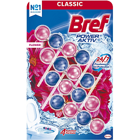 Bref Power Aktiv WC Block Flower Blossom, fester WC Block, 4 × 50 g