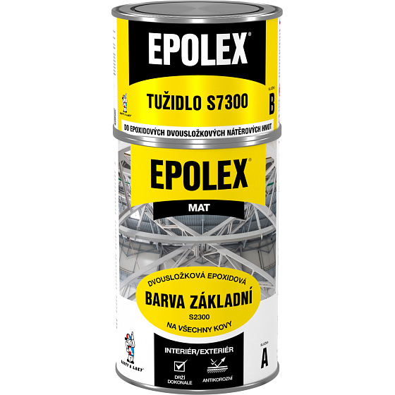 EPOLEX S2300 Grundfarbe für Metall, grau matt + Epolex S7300 Härter, Set 1,18 kg