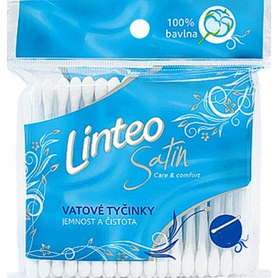 Linteo Satin feine Wattestäbchen 100 Stück Tasche