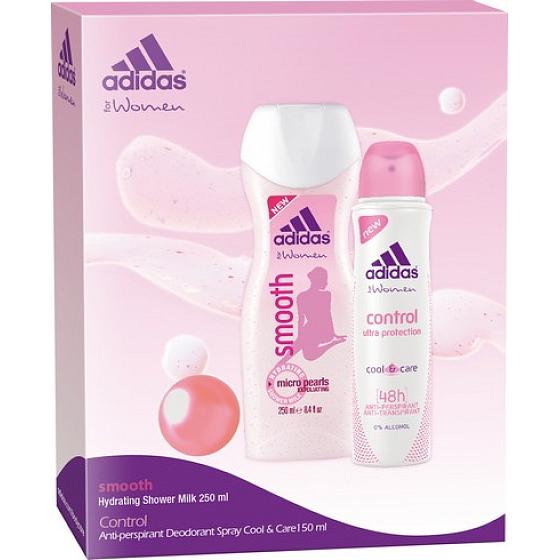 Adidas Cool & Care 48h Control Antitranspirant Deodorant Spray 150 ml + Glattes Duschgel 250 ml für Frauen Kosmetikset