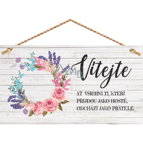 Böhmen Geschenke Dekorative Malerei zum Aufhängen Willkommen 13 x 24 cm
