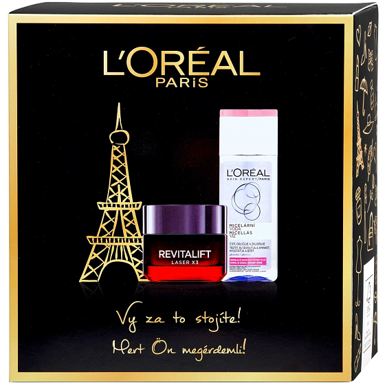 Loreal Paris Revitalift Laser X3 Tages-Anti-Aging-Creme 50 ml + Mizellenwasser für normale bis trockene, empfindliche Haut 200 ml, Kosmetikset