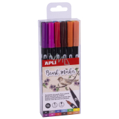 Apli Brush Marker Pinselmarker mit zwei Spitzen 12 Stück, Set
