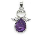 Amethyst Engel Schutzengel Anhänger Naturstein 3,5 x 2,5 mm, Stein der Könige und Bischöfe