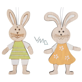 Holzkaninchen zum Aufhängen 11 cm 2 Stück im Beutel