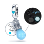 Sterling Silber 925 Luminescent - Glow in the Dark Bulb - Find Your Light, Wechselnde Farben 2in1 Anhänger Armband Symbol
