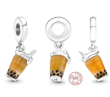 Charm Sterling Silber 925 Bubble Tea - Milchtee, Armband-Anhänger, Essen & Trinken