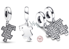 Charm Sterling Silber 925 Glitzerndes Puzzlestück, Freundschaftsarmband-Anhänger