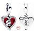 Charms Sterling Silber 925 Rotes Herz mit Schlüsselloch 2in1, Liebesarmband Anhänger
