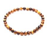 Tigerauge Armband elastisch Naturstein, Kugel 4 mm / 15 cm, für Kinder, Stein der Sonne und Erde, bringt Glück und Reichtum