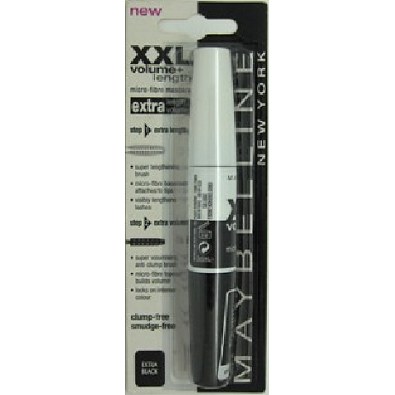 Maybelline XXL Volume + Length Mascara Für Wimpernvolumen und Länge Schwarz 2 x 6 ml