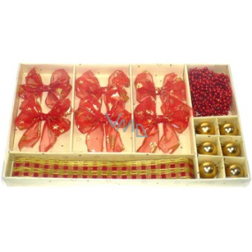 Weihnachtsset mit 6 Schleifen, 6 Flaschen, Band, kettenrotem Dekor 1 Stück