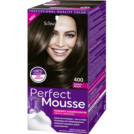 Schwarzkopf Perfect Mousse Permanentschaum Haarfarbe 400 Iced Espresso