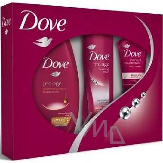 Dove Pro Age Duschgel 250 ml + Körperlotion 250 ml + Handcreme 75 ml, Kosmetikset