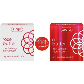 Ziaja Rosenblüte Feuchtigkeitsspendende Tagescreme 30+ 50 ml + Anti-Falten Nachtcreme 30+ 50 ml, Duopack
