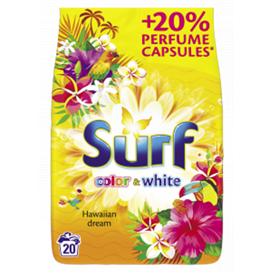 Surf Color & White Hawaiian Dream Waschpulver für farbige und weiße Wäsche 20 Dosen 1,4 kg