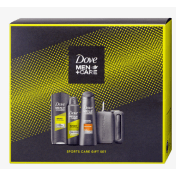 Dove Men + Care Active + Frisches Duschgel 250 ml + Antitranspirant Deospray 150 ml + Haarshampoo 250 ml + Sporthandtuch, Kosmetikset