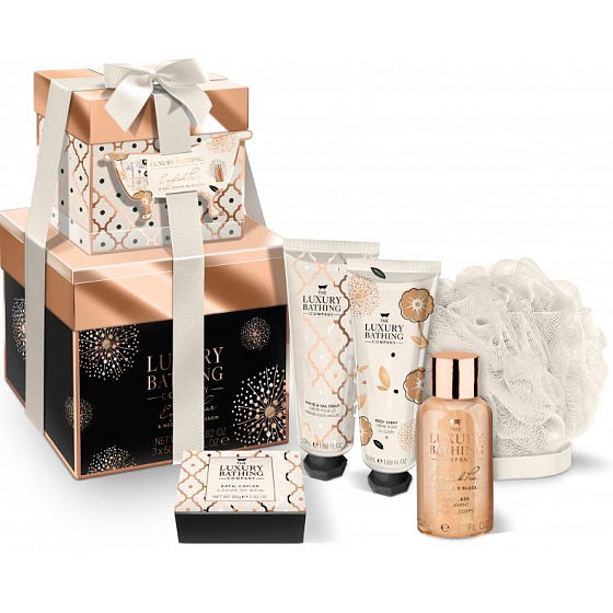 Grace Cole Box Of Delights Duschgel 50 ml + Handcreme 50 ml + Körpercreme 50 ml + Badeperlen 80 g + Körperschwamm, Kosmetikset