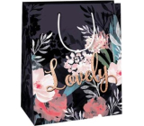 Ditipo Geschenkpapier Tasche 18 x 22,7 x 10 cm Dunkel mit Lovely Aufschrift