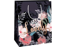 Ditipo Geschenkpapier Tasche 18 x 22,7 x 10 cm Dunkel mit Lovely Aufschrift