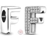 Sterling Silber 925 Alphabet Buchstabe F, Armband Perle
