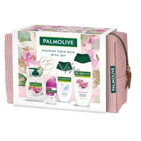 Palmolive Natural Orchid & Milk Duschgel 500 ml + Natural Sensitive Duschgel 250 ml + Luxurious Softness Antitranspirant Roll-on 50 ml + Natural Orchid & Milk Flüssigseife 300 ml + Kosmetiktasche, Kosmetikset für Frauen