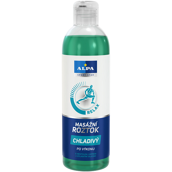 Alpa Sport Start Entspannen Sie sich nach dem Training Kühlmasselösung mit Menthol, Kampfer und ätherischen Kräuterölen 250 ml
