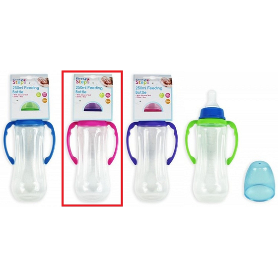 Erste Schritte Einfüllflasche 0+ Babyflasche klar mit rosa Griffen 250 ml