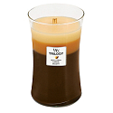 WoodWick Trilogy Cafe Sweets - Duftkerze mit Holzdocht und Deckel im Glas, große 609,5 g