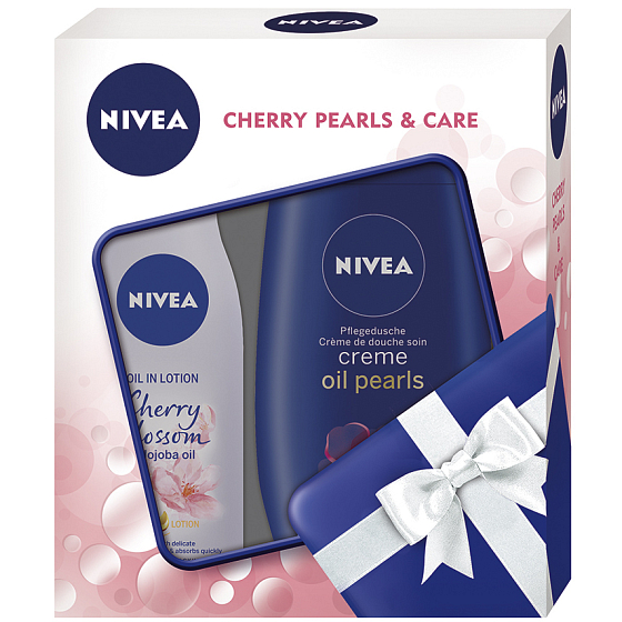 Nivea Jojoba Öl Körperlotion 200 ml + Cremeöl Perlen Kirschblüten Duschgel 250 ml, Kosmetikset
