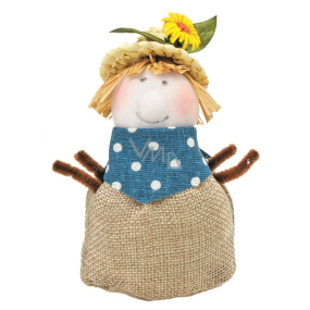 Jute Vogelscheuche in einem Strohhut stehend 11 cm