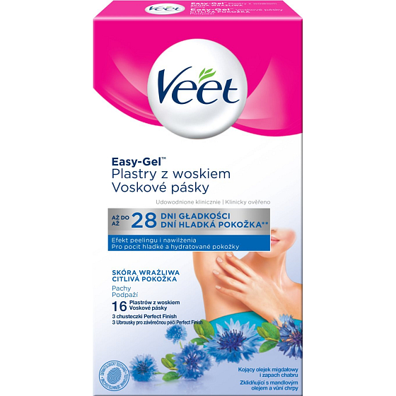 Veet Easy-Gel Achsel Enthaarungswachsstreifen für empfindliche Haut 16 Stück