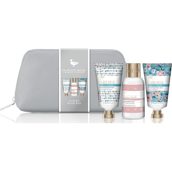 Baylis & Harding Forest Bell und Flower Meadow Duschcreme 100 ml + Körperlotion 50 ml + Handcreme 50 ml + waschbarer Kosmetiktasche, Kosmetikset