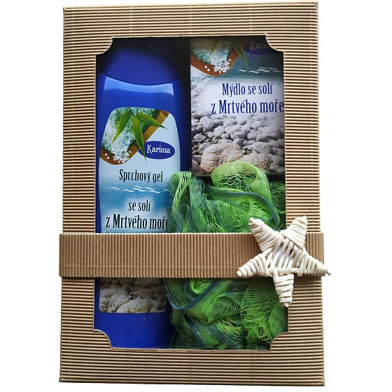 Karima Totes Meer Duschgel mit Totes Meer Salz 280 ml + Toilettenseife mit Totes Meer Salz 100 g + Massagewaschlappen, Kosmetikset