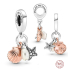Charm Sterlingsilber 925 Seestern, Muschel, Süßwasserperle, 3-in-1 Anhänger für Armband, Meer
