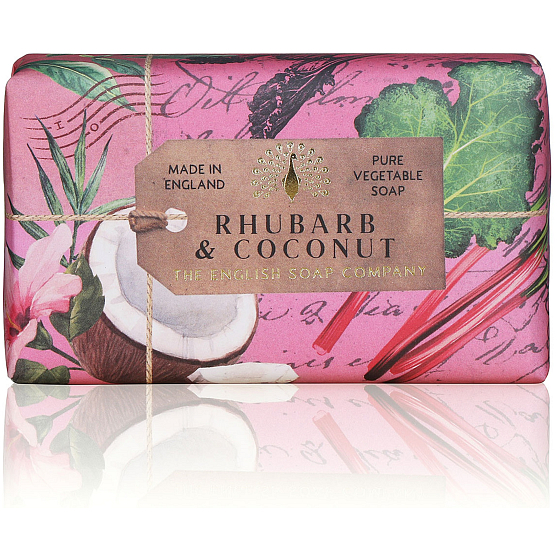 English Soap Rhubarb & Coconut - Rhabarber und Kokosnuss natürliche parfümierte Toilettenseife mit Sheabutter 190 g