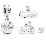 Sterling Silber 925 Sisters - Du kannst sie nicht immer sehen, aber sie ist immer da, 2in1 Familienarmband-Anhänger