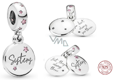 Sterling Silber 925 Sisters - Du kannst sie nicht immer sehen, aber sie ist immer da, 2in1 Familienarmband-Anhänger