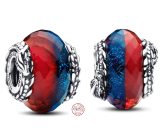 Charme Sterling Silber 925 Game of Thrones Eis und Feuer Drache, doppelte Muranoglasperle auf Armband, Film