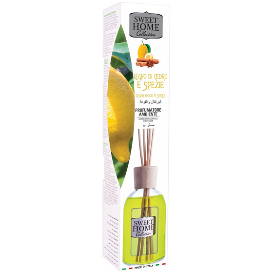 Sweet Home Zedernholz und Gewürze Aromadiffusor mit Duftstäbchen 100 ml