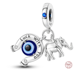 Charms Sterling Silber 925 Hufeisen, blaues Auge, Elefant, Glücksarmband Anhänger