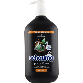 Schauma Men Sports Power 2in1 Shampoo, 750 ml