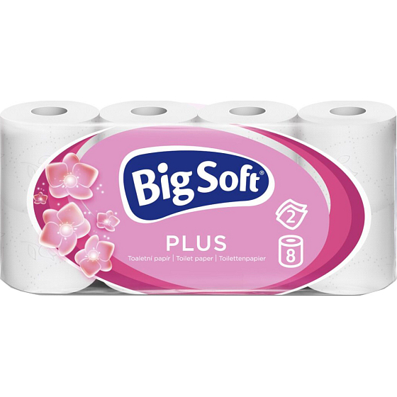 Big Soft Plus 2-lagiges Toilettenpapier, 8 Rollen, 17,6 m Rolle
