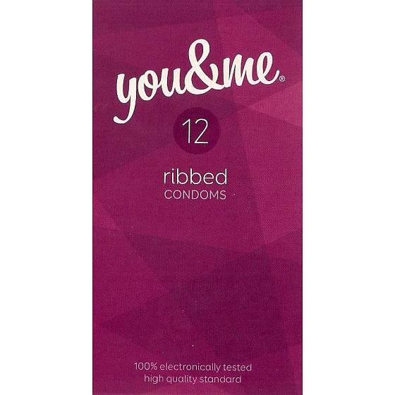 You & Me Ribbed gerändeltes geschmiertes Kondom 12 Stück