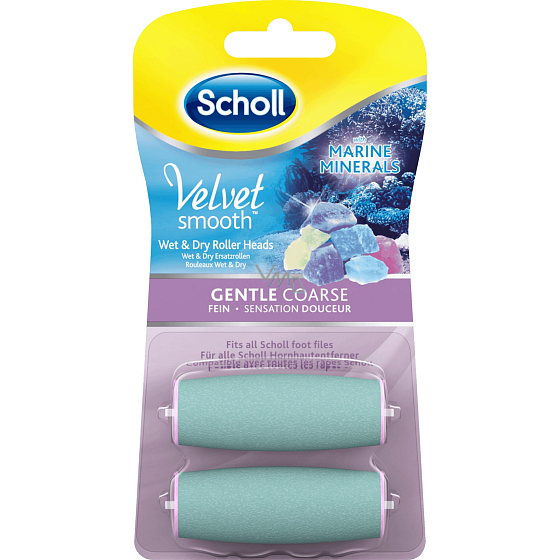 Scholl Velvet Smooth Marine Minerals Ersatzkopf für elektrische Feile drehend fein grob mit Meeresmineralien 2 Stück