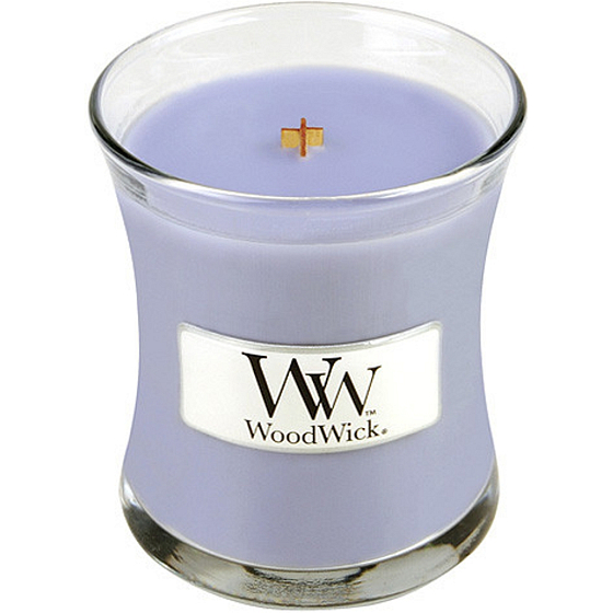 WoodWick Lavender Spa - Lavendel Spa Duftkerze mit Holzdocht und Deckel Glas klein 85 g