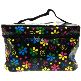 Etue Schwarz mit Blumen 18,5 x 12 x 11 cm 70490